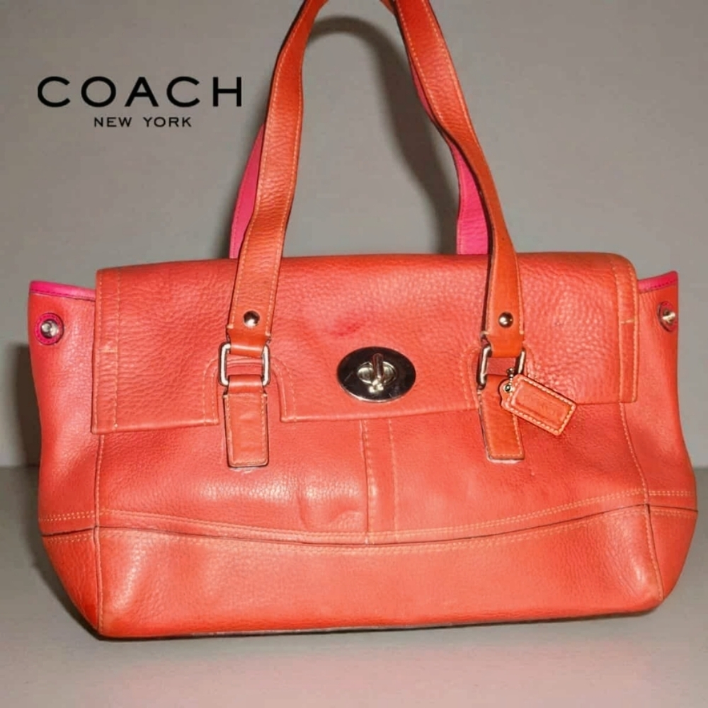 Coach Hamilton PEACH colored Leather Shoulder Bag LIKE NEW